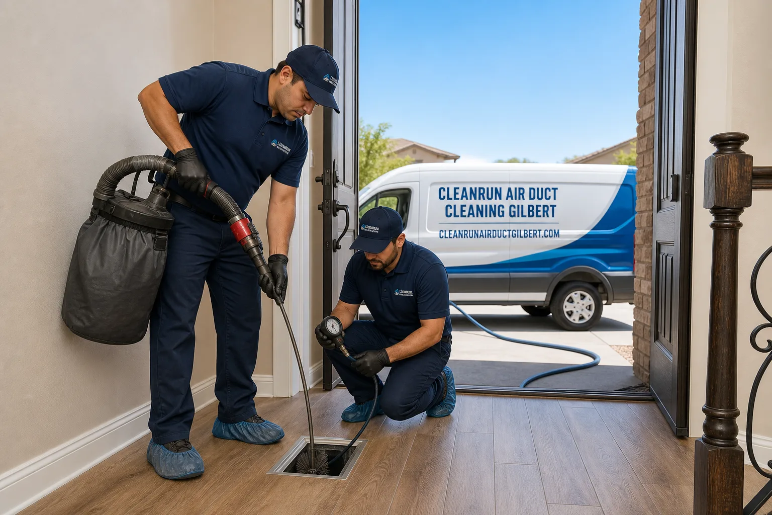 CleanRun Air Duct Cleaning Gilbert air duct cleaning service vehicle and crew in Gilbert, AZ